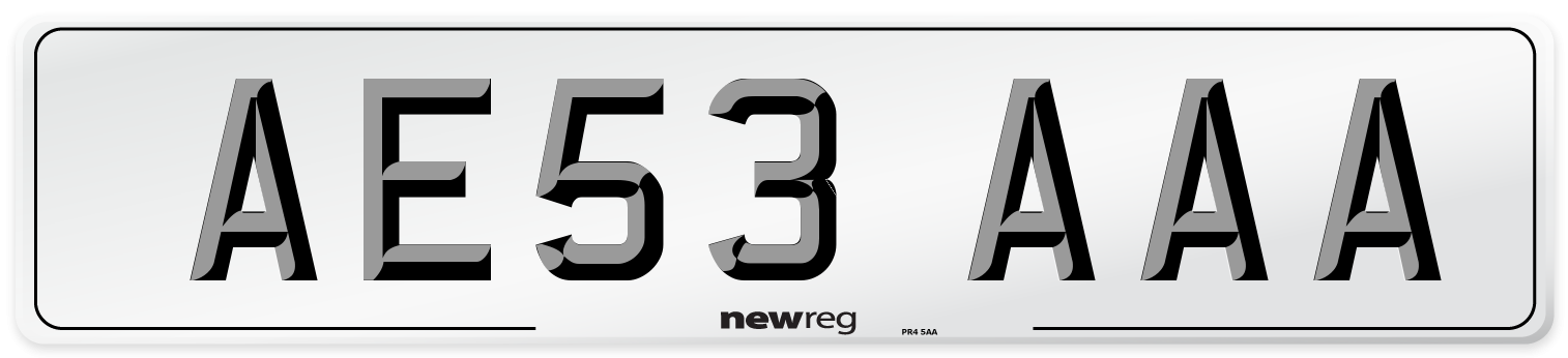 AE53 AAA Number Plate from New Reg